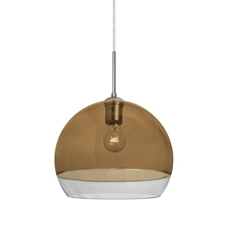 Besa Lighting Ally 12 Cord Pendant, Amber/Clear, Satin Nickel Finish, 1x60W Incandescent 1JT-ALLY12AM-SN